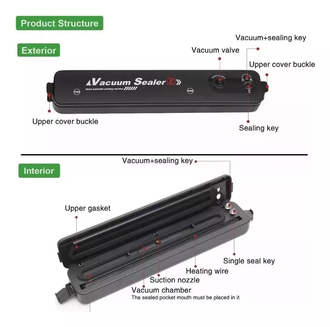 Sellador al Vacío Incluye 5 Bolsas